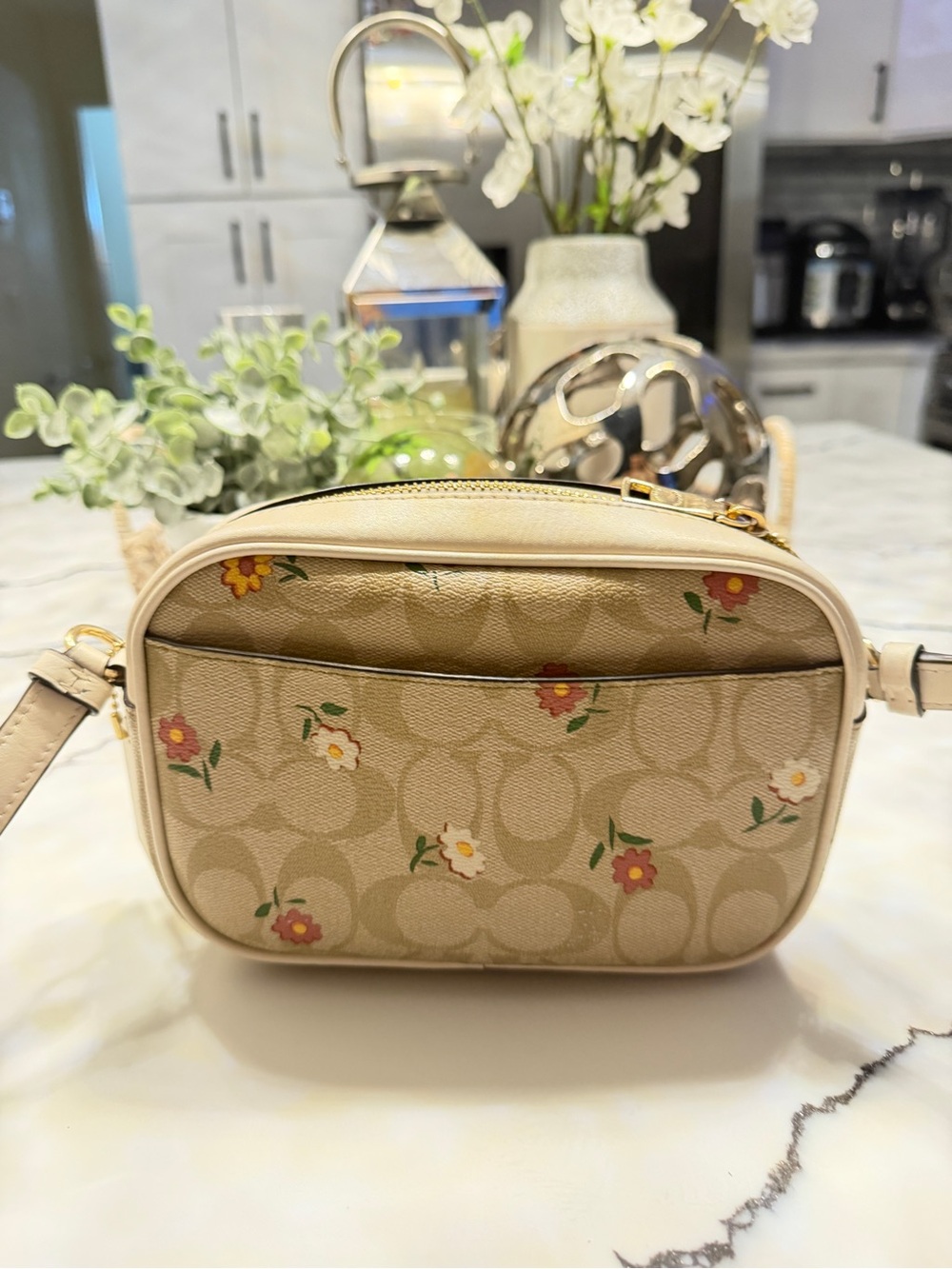 Coach Beige Signature Floral Crossbody Bag - Picture 9 of 14